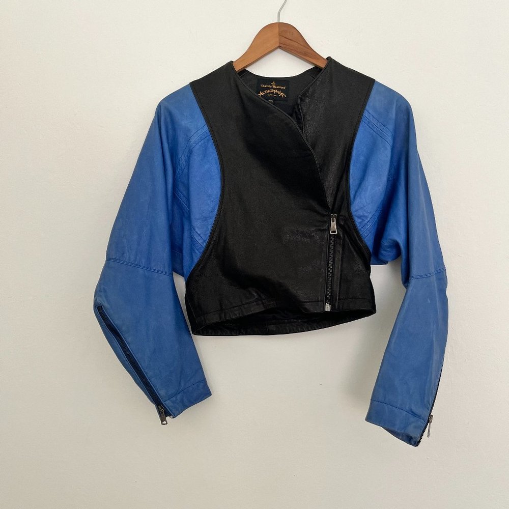 Vivienne Westwood Anglomania Leather Colorblock Leather Jacket